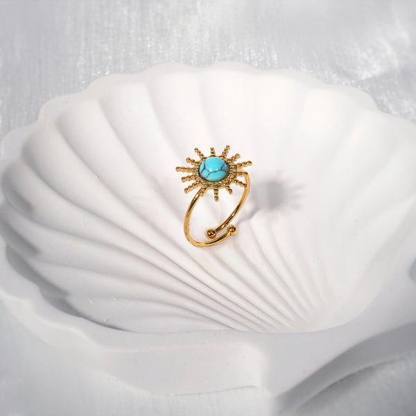 Turquoise Sun Signet Ring